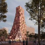 Una torre de hormigón rojo se convertirá en el nuevo punto arquitectónico de Tirana
